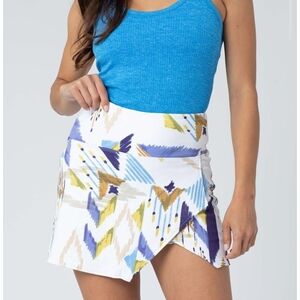 Savvi Senna Skort - Stonewashed Aztec Ikat Wrap Athletic Boho Skirt Small